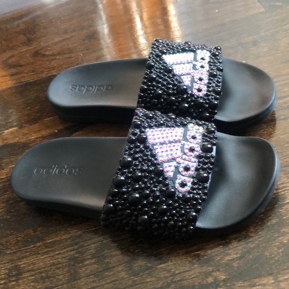 Bedazzled Adidas Slides - Picture 2 of 10